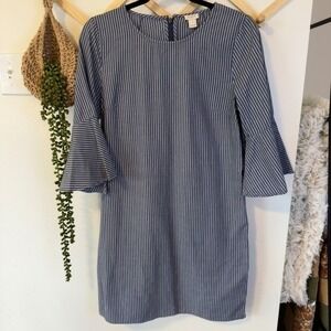 J.Crew Striped Bell Sleeve Shift Dress 100% Cotton 6